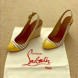 Christian Louboutin slingback wedges.